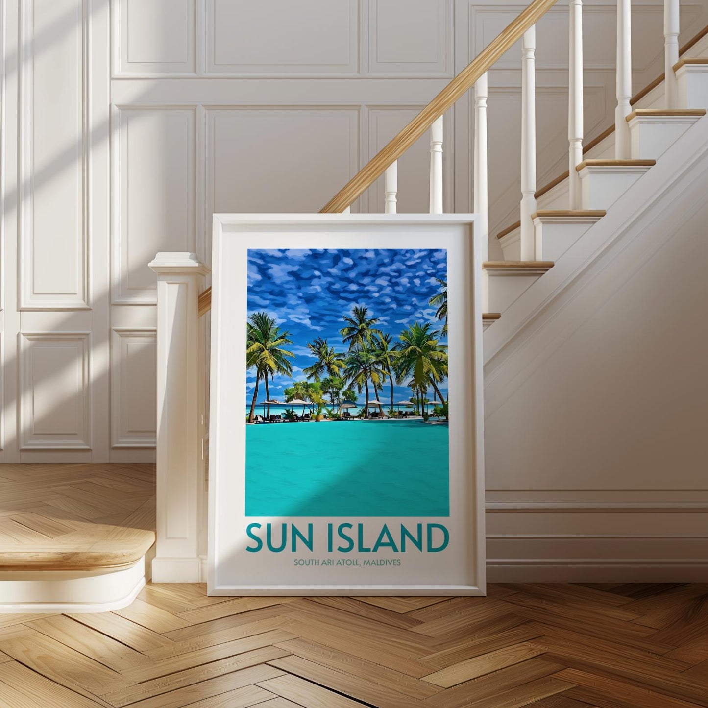 Sun Island Maldives Island Poster Print Wall Art