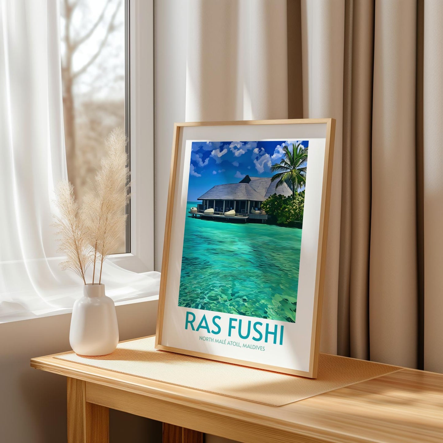 Ras Fushi Maldives Island Poster Print Wall Art