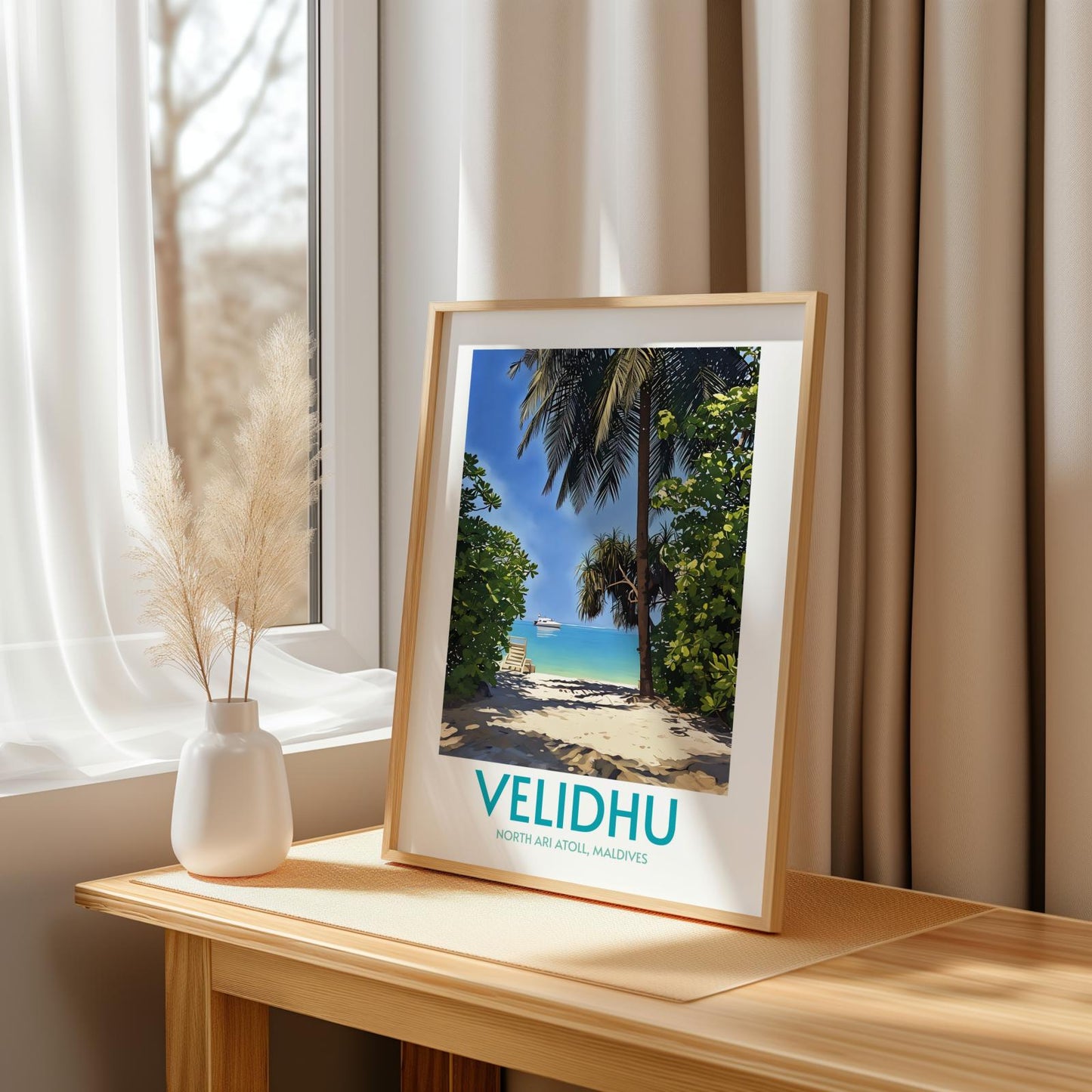 Velidhu Maldives Island Poster Print Wall Art