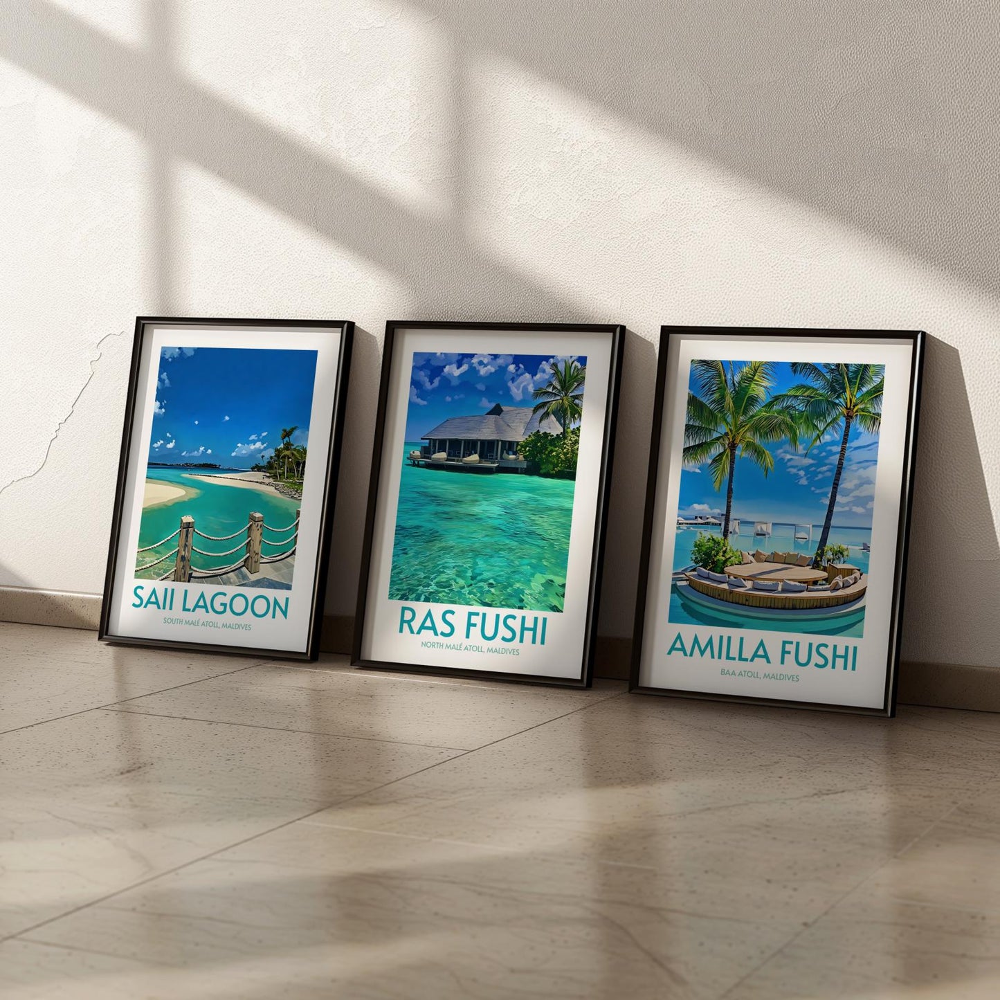 Ras Fushi Maldives Island Poster Print Wall Art