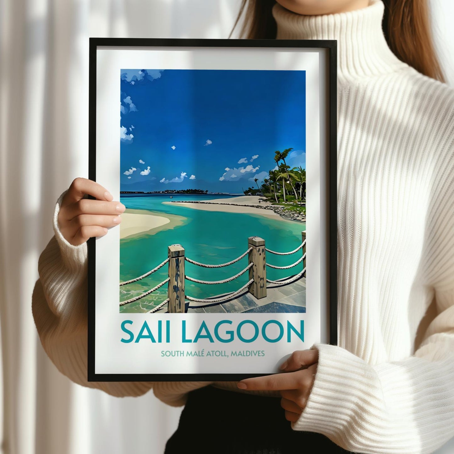 Saii Lagoon Maldives Island Poster Print Wall Art