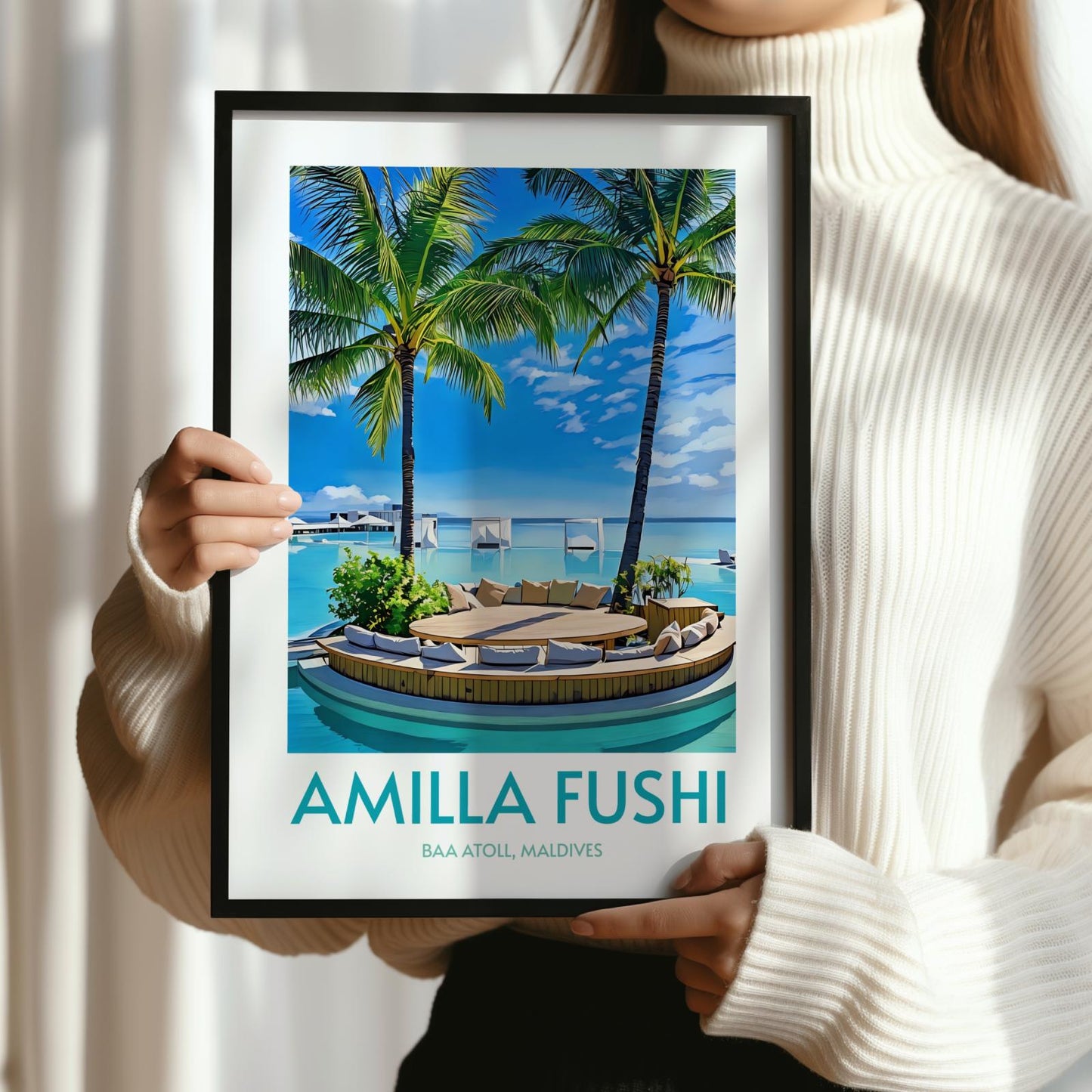 Amilla Fushi Maldives Island Poster Print Wall Art