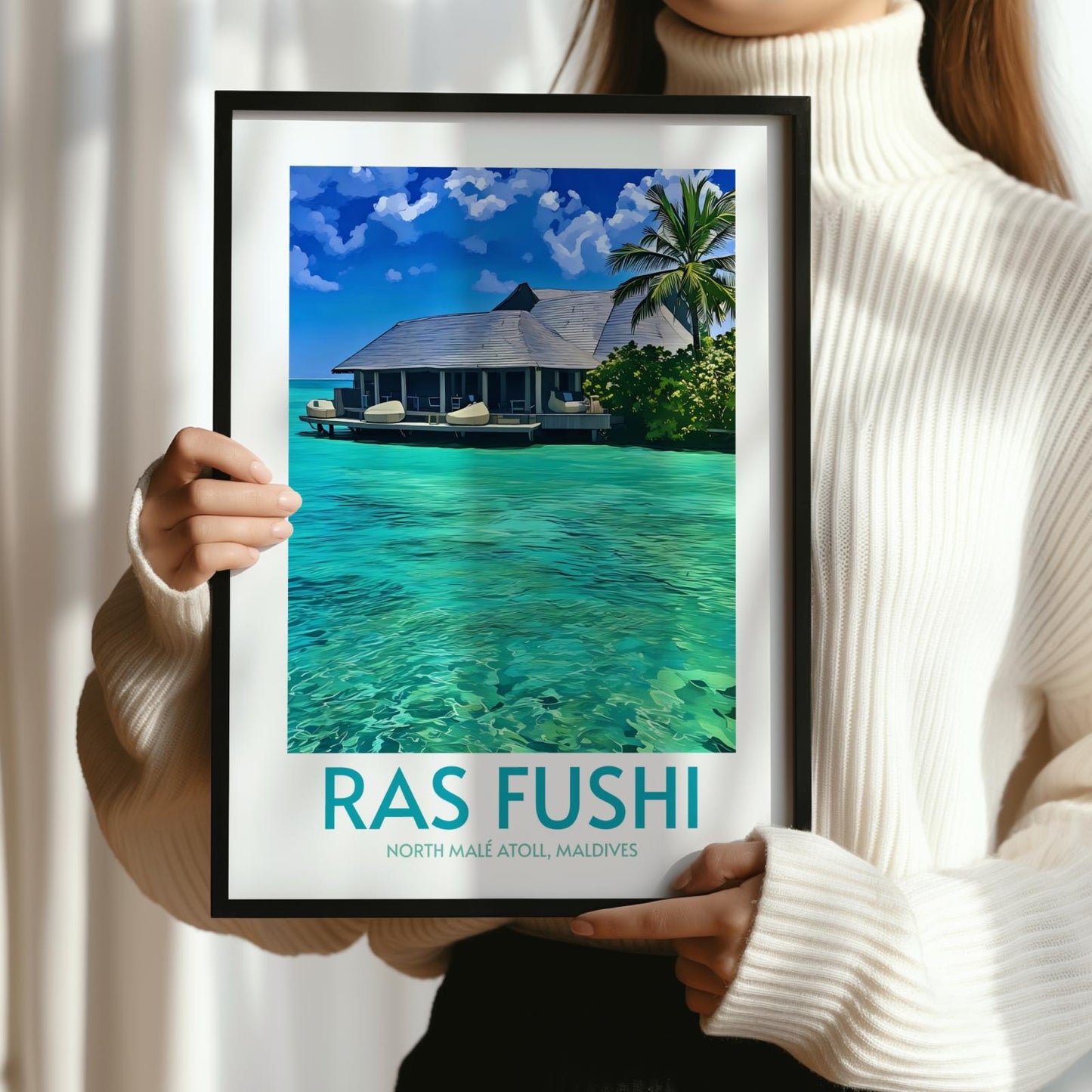 Ras Fushi Maldives Island Poster Print Wall Art