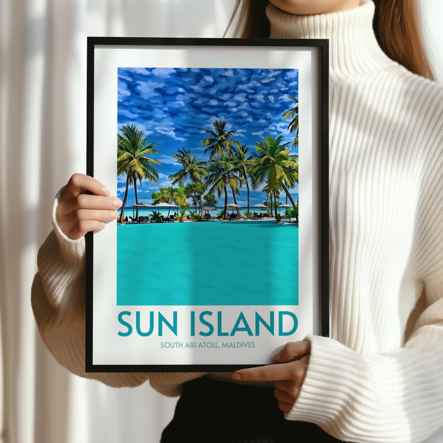 Sun Island Maldives Island Poster Print Wall Art