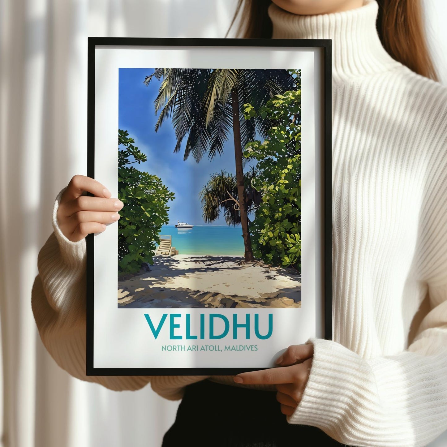 Velidhu Maldives Island Poster Print Wall Art