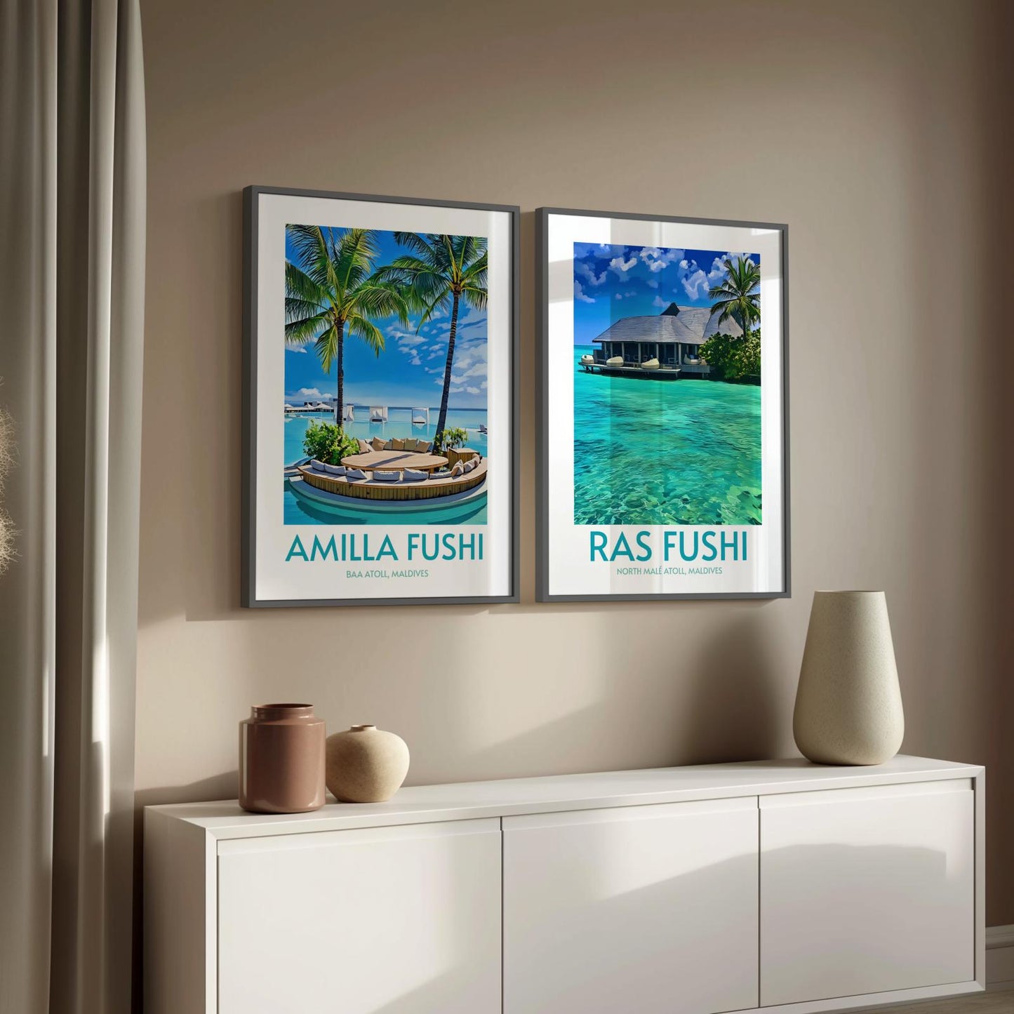 Ras Fushi Maldives Island Poster Print Wall Art