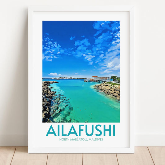 Ailafushi Maldives Island Poster Print Wall Art