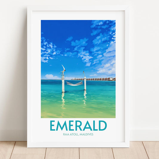 Emerald Maldives Island Poster Print Wall Art
