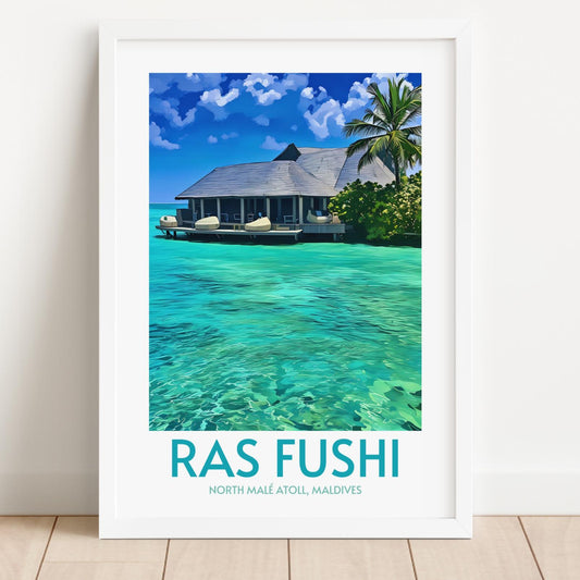 Ras Fushi Maldives Island Poster Print Wall Art