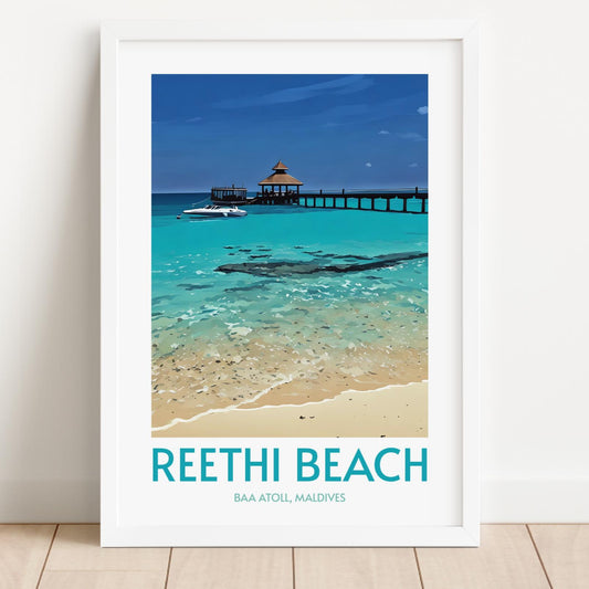 Reethi Beach Maldives Island Poster Print Wall Art
