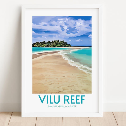 Vilu Reef Maldives Island Poster Print Wall Art