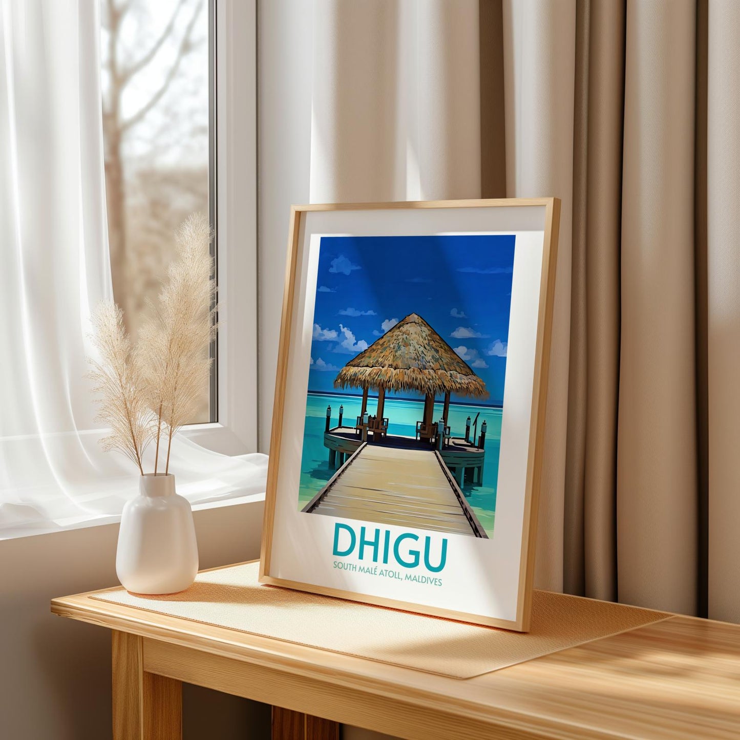 Dhigu Maldives Island Poster Print Wall Art