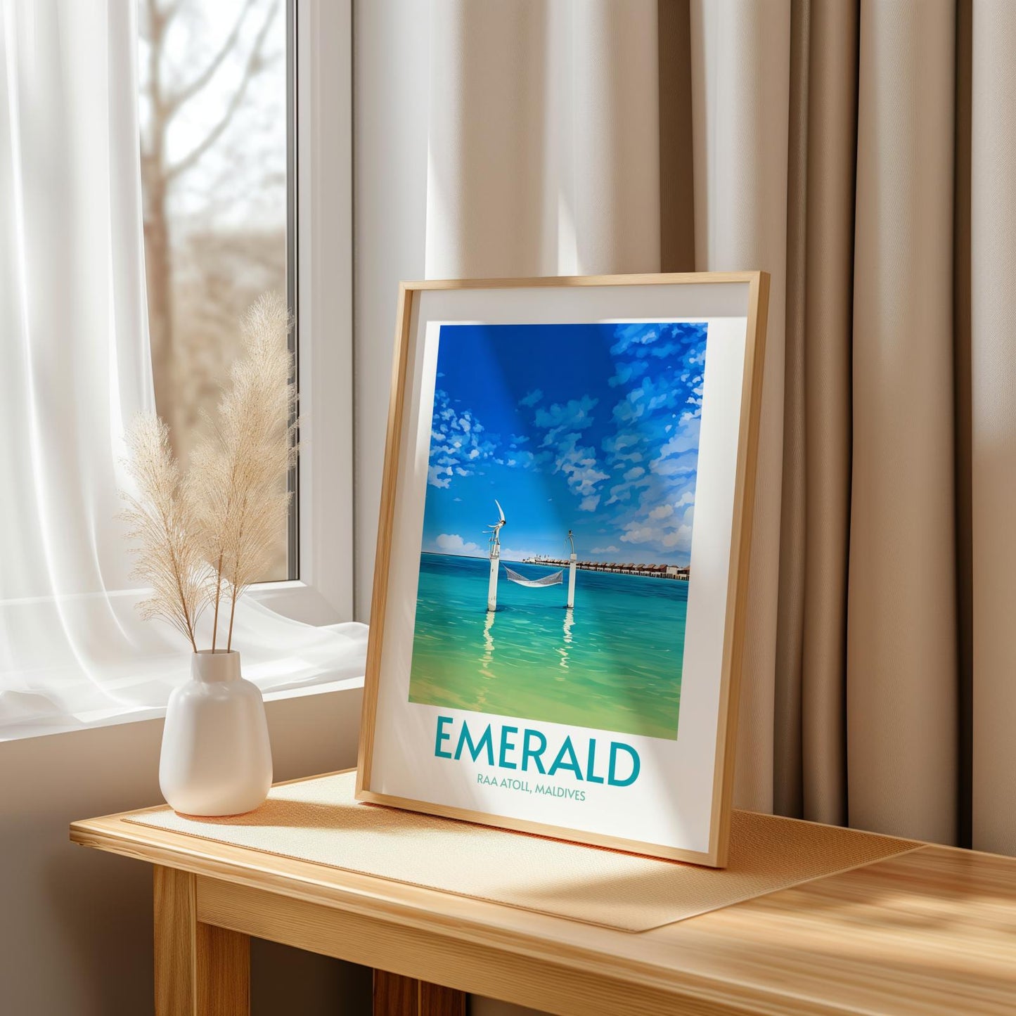 Emerald Maldives Island Poster Print Wall Art