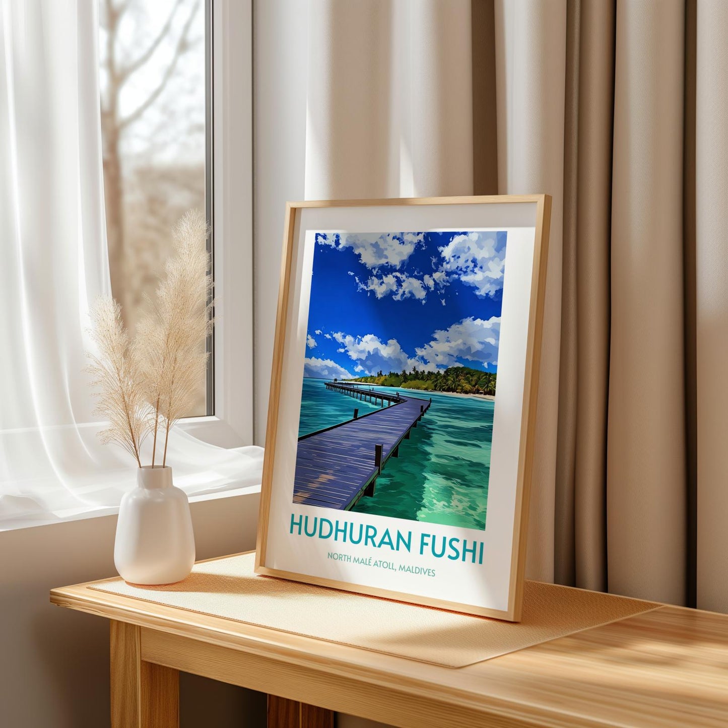 Hudhuran Fushi Maldives Island Poster Print Wall Art