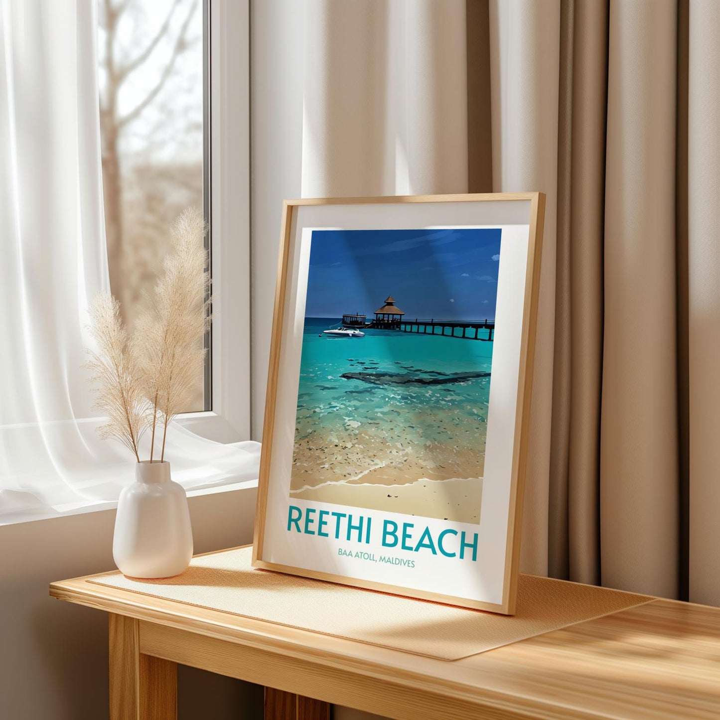 Reethi Beach Maldives Island Poster Print Wall Art