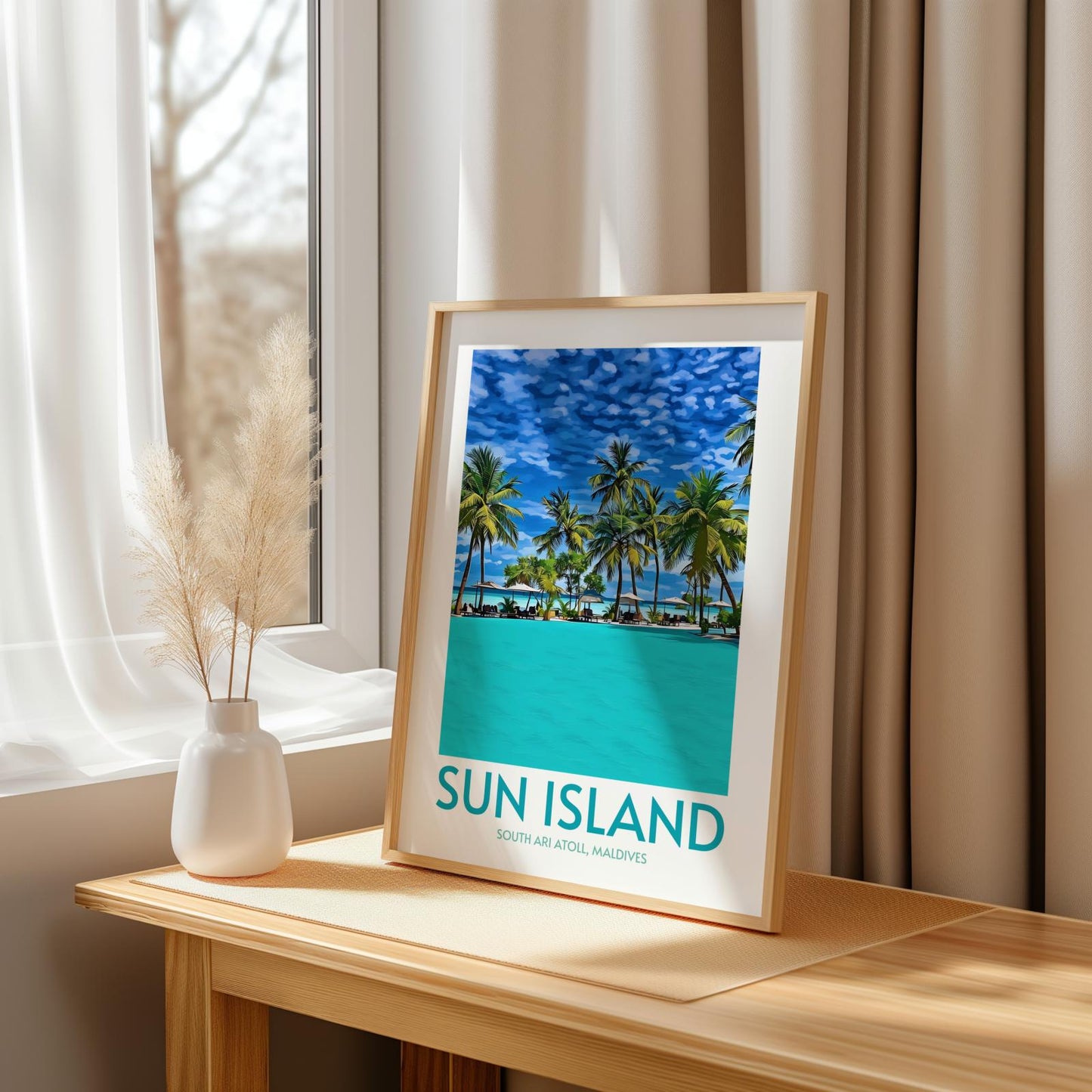 Sun Island Maldives Island Poster Print Wall Art