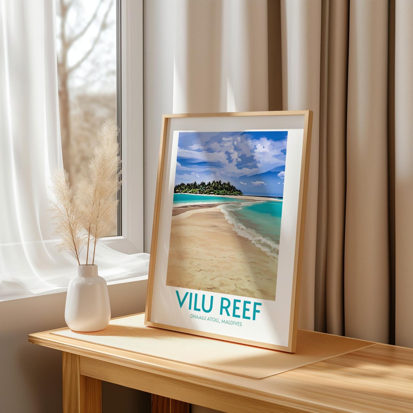 Vilu Reef Maldives Island Poster Print Wall Art