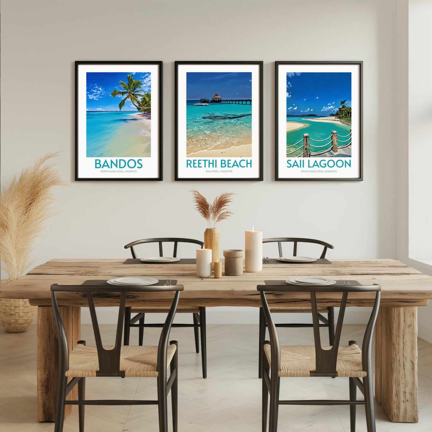 Reethi Beach Maldives Island Poster Print Wall Art