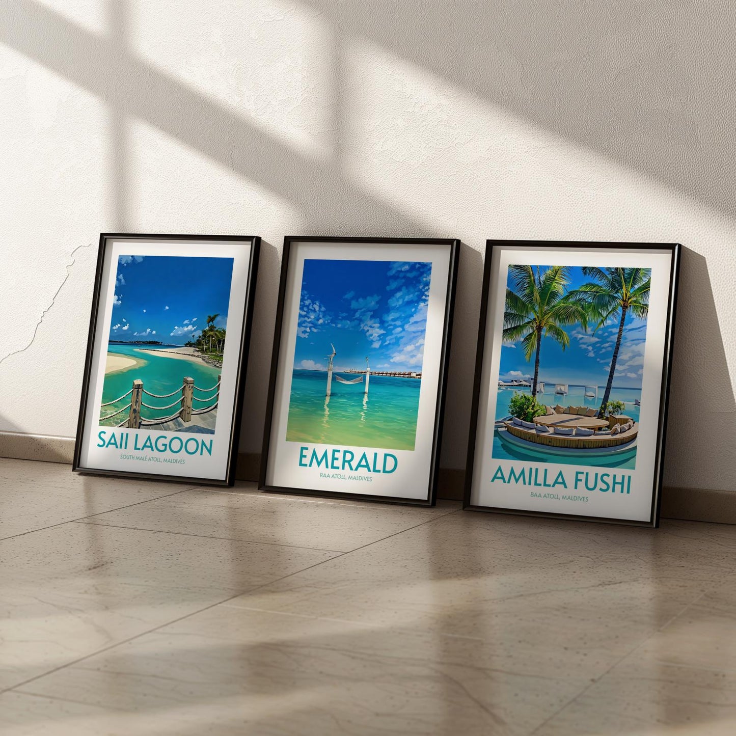 Emerald Maldives Island Poster Print Wall Art