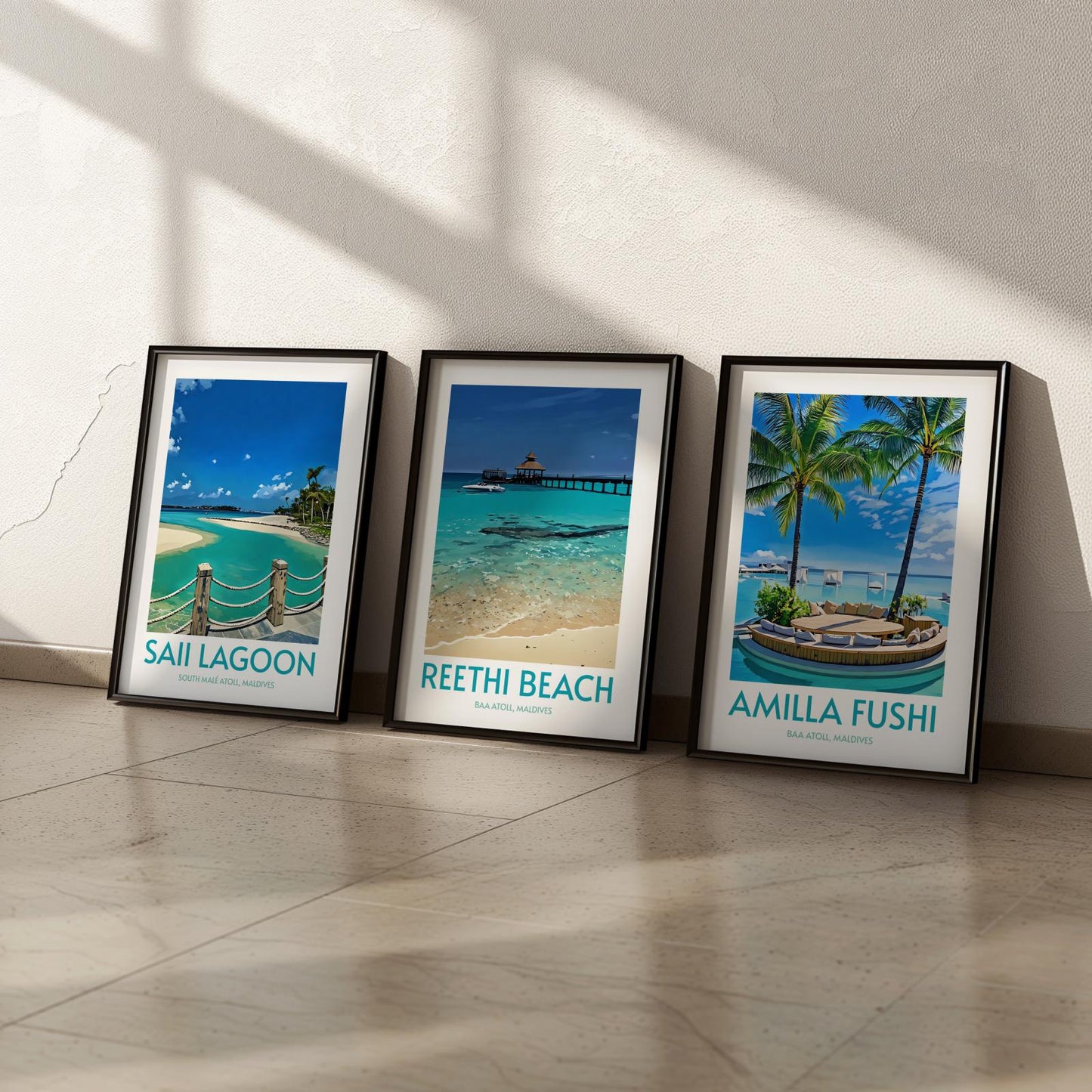 Reethi Beach Maldives Island Poster Print Wall Art