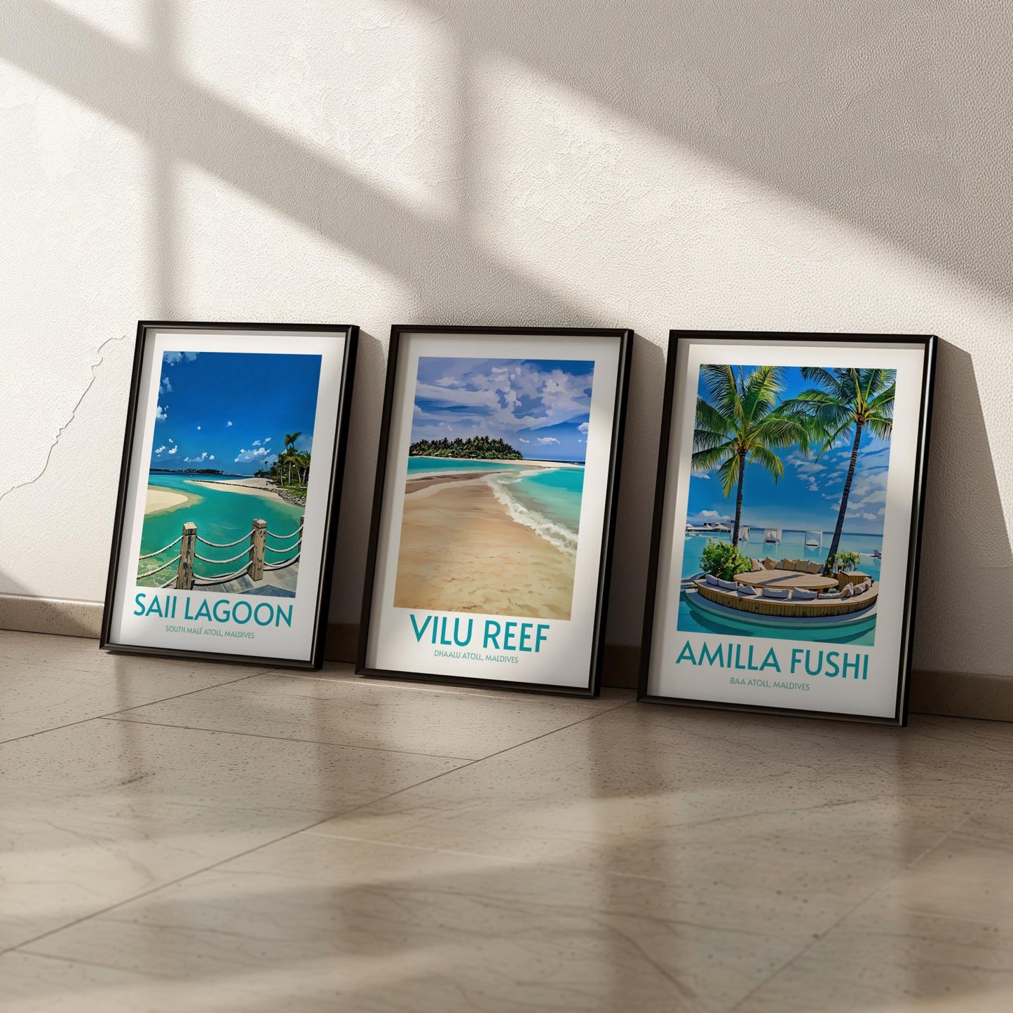 Vilu Reef Maldives Island Poster Print Wall Art