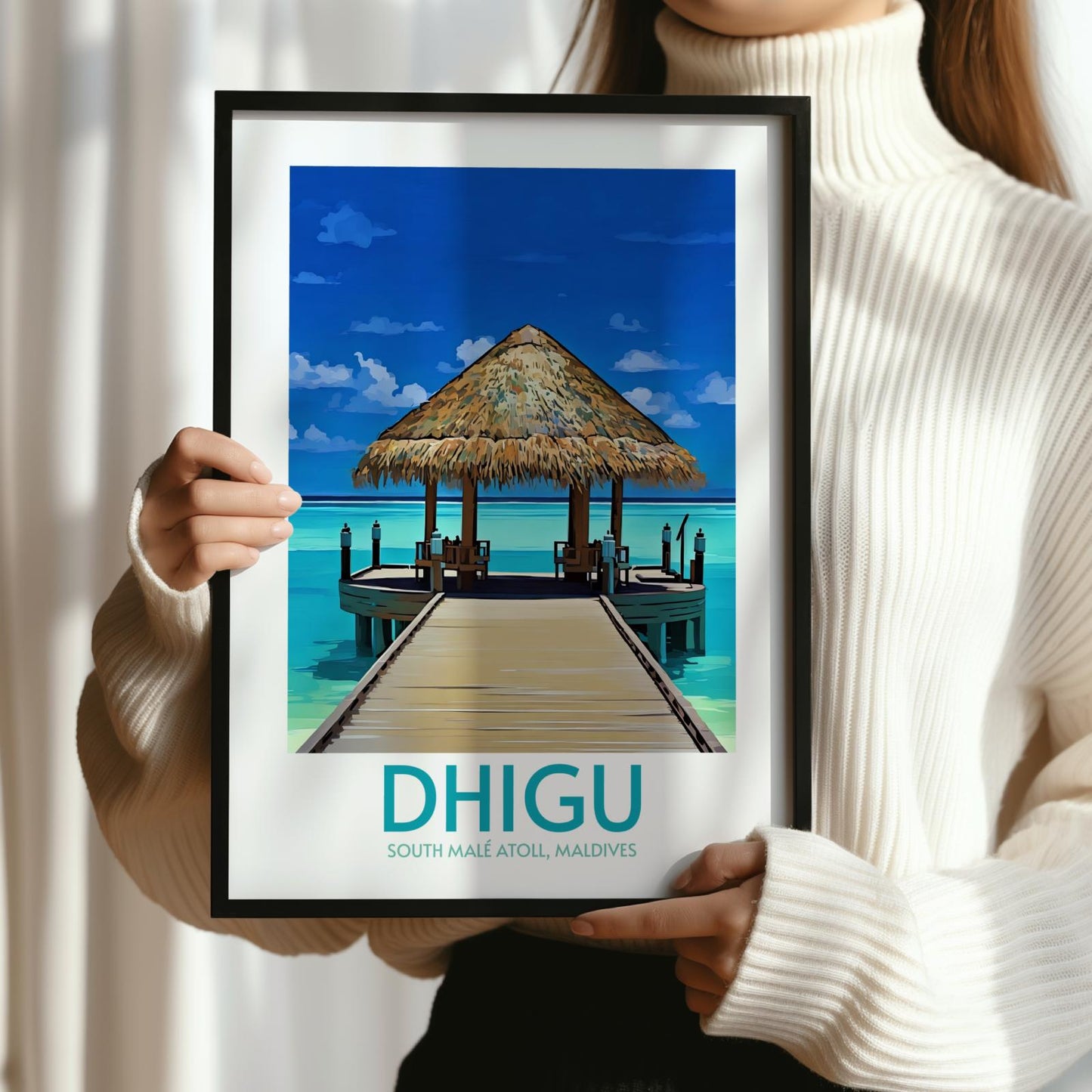 Dhigu Maldives Island Poster Print Wall Art