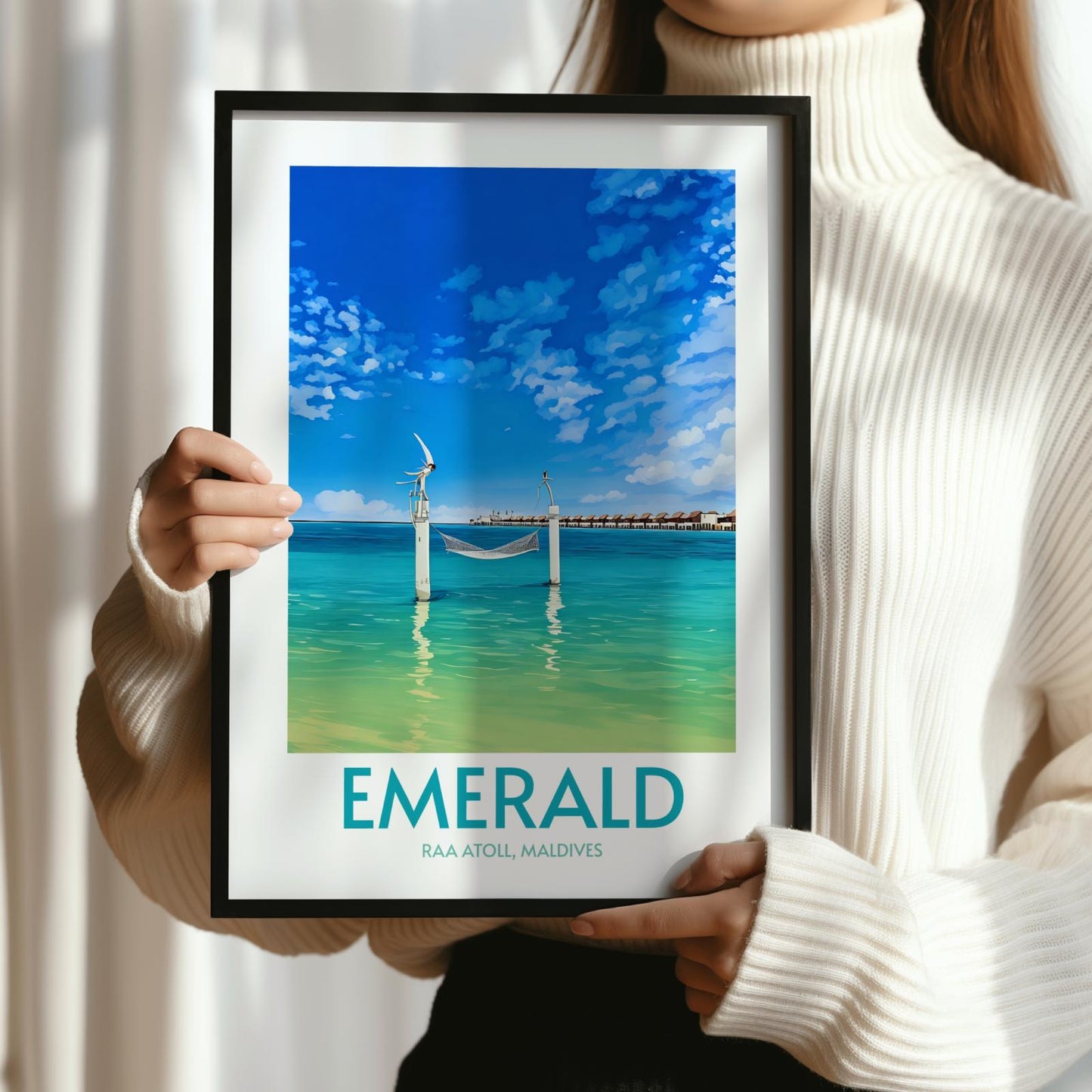 Emerald Maldives Island Poster Print Wall Art