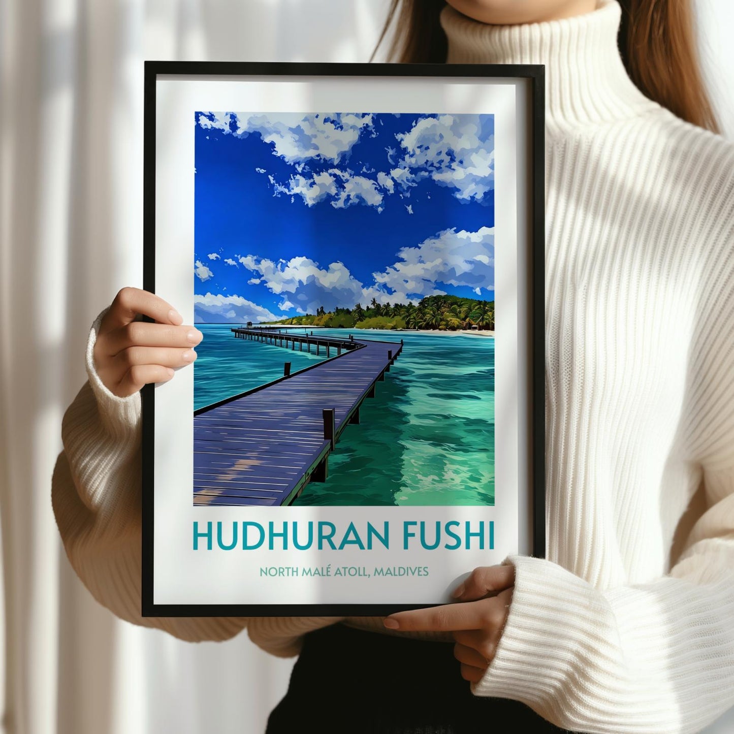 Hudhuran Fushi Maldives Island Poster Print Wall Art