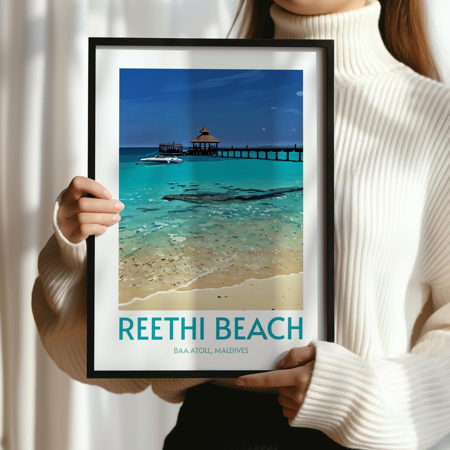 Reethi Beach Maldives Island Poster Print Wall Art