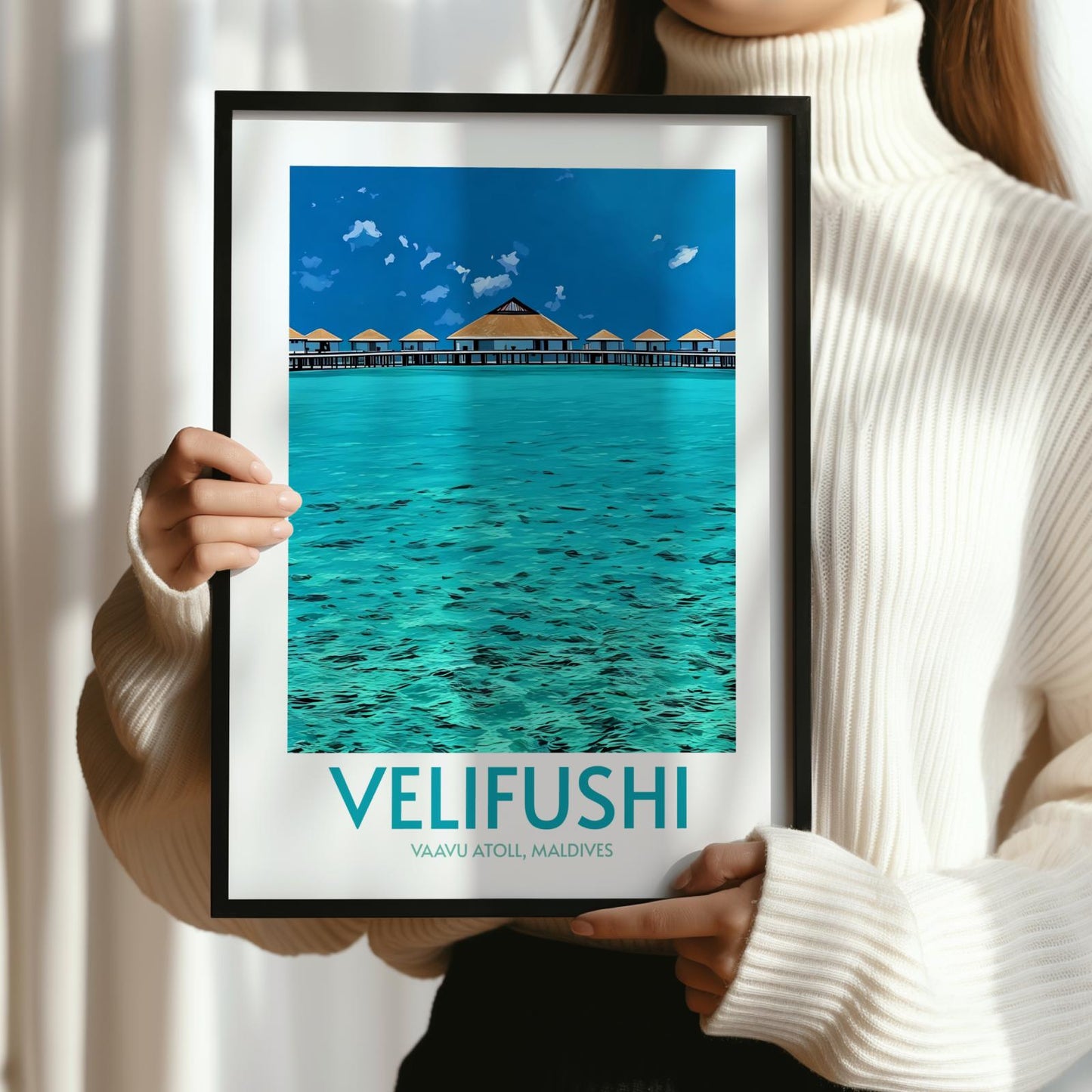 Velifushi Maldives Island Poster Print Wall Art