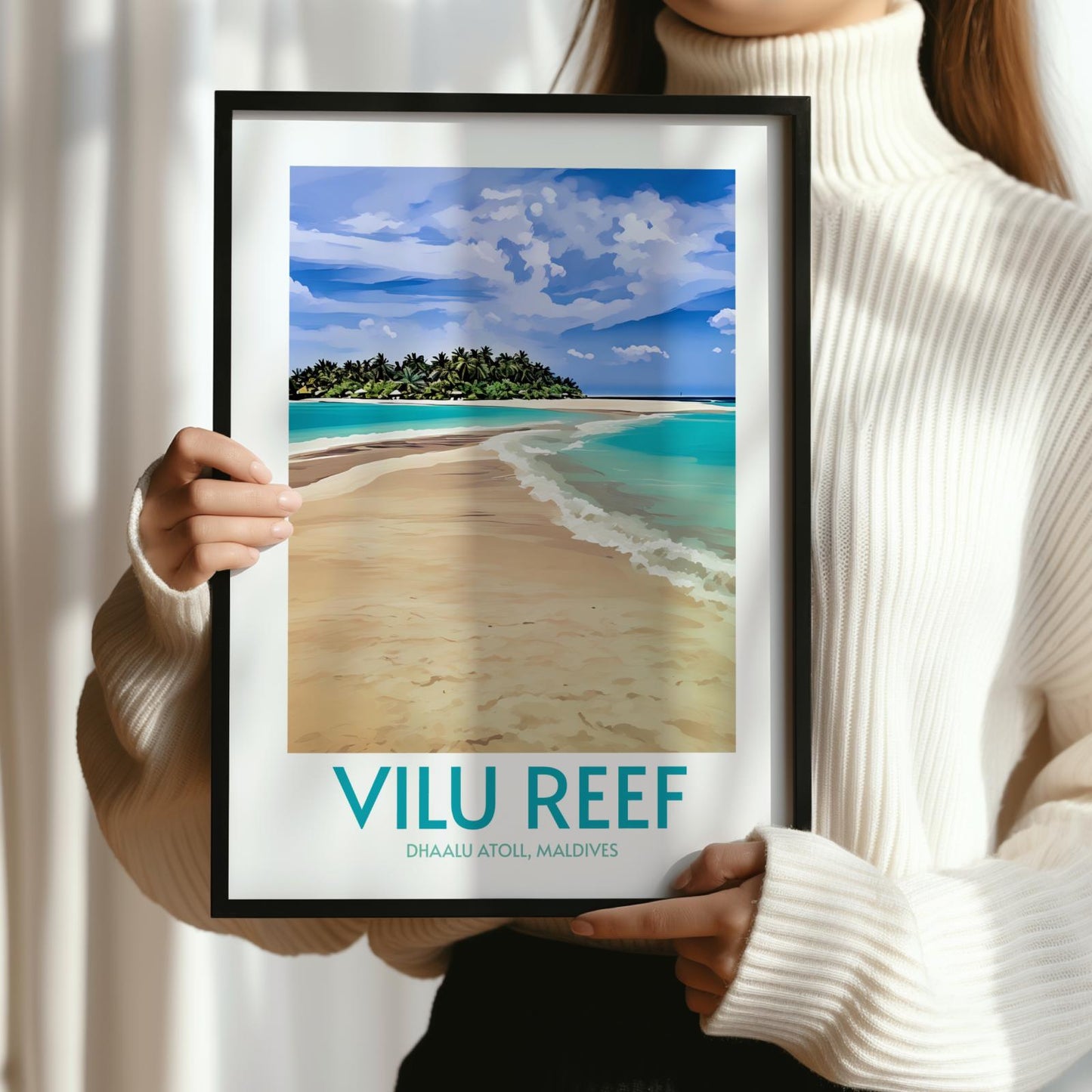Vilu Reef Maldives Island Poster Print Wall Art