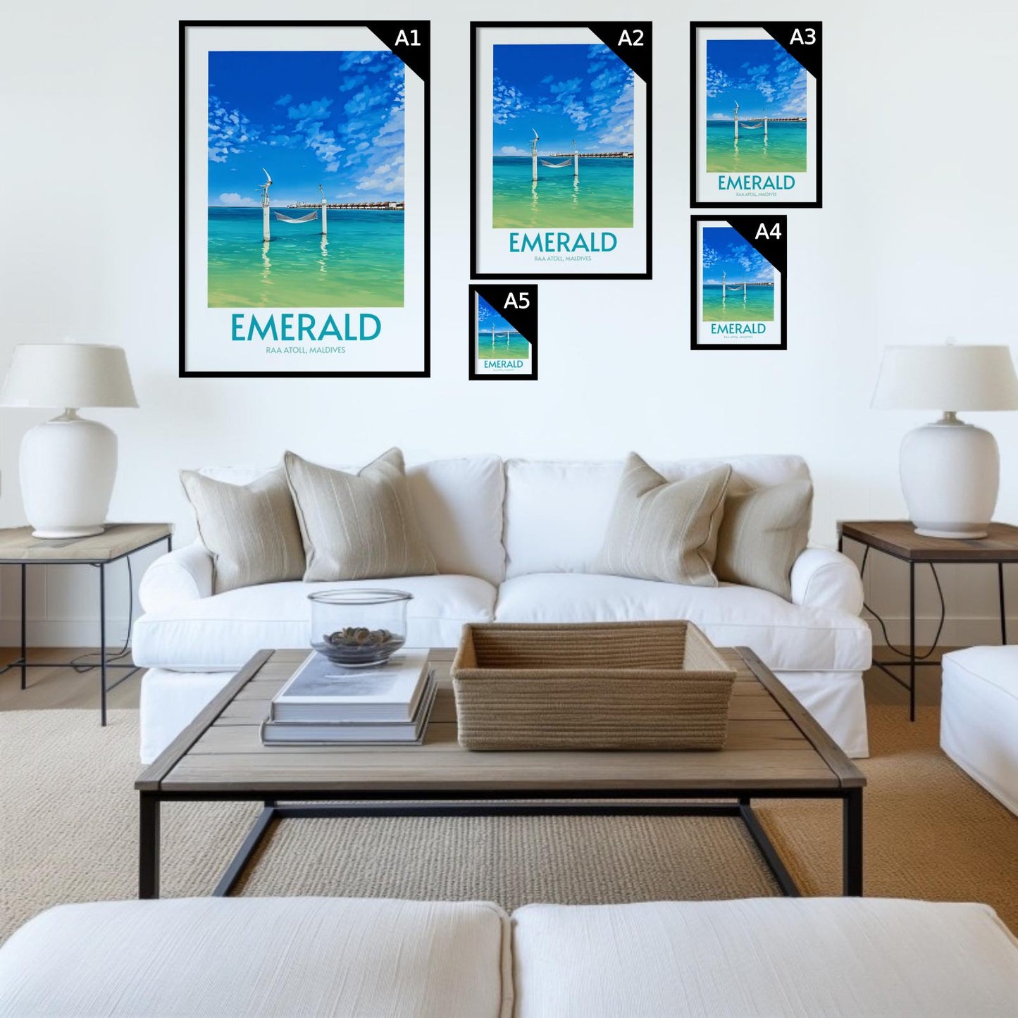 Emerald Maldives Island Poster Print Wall Art