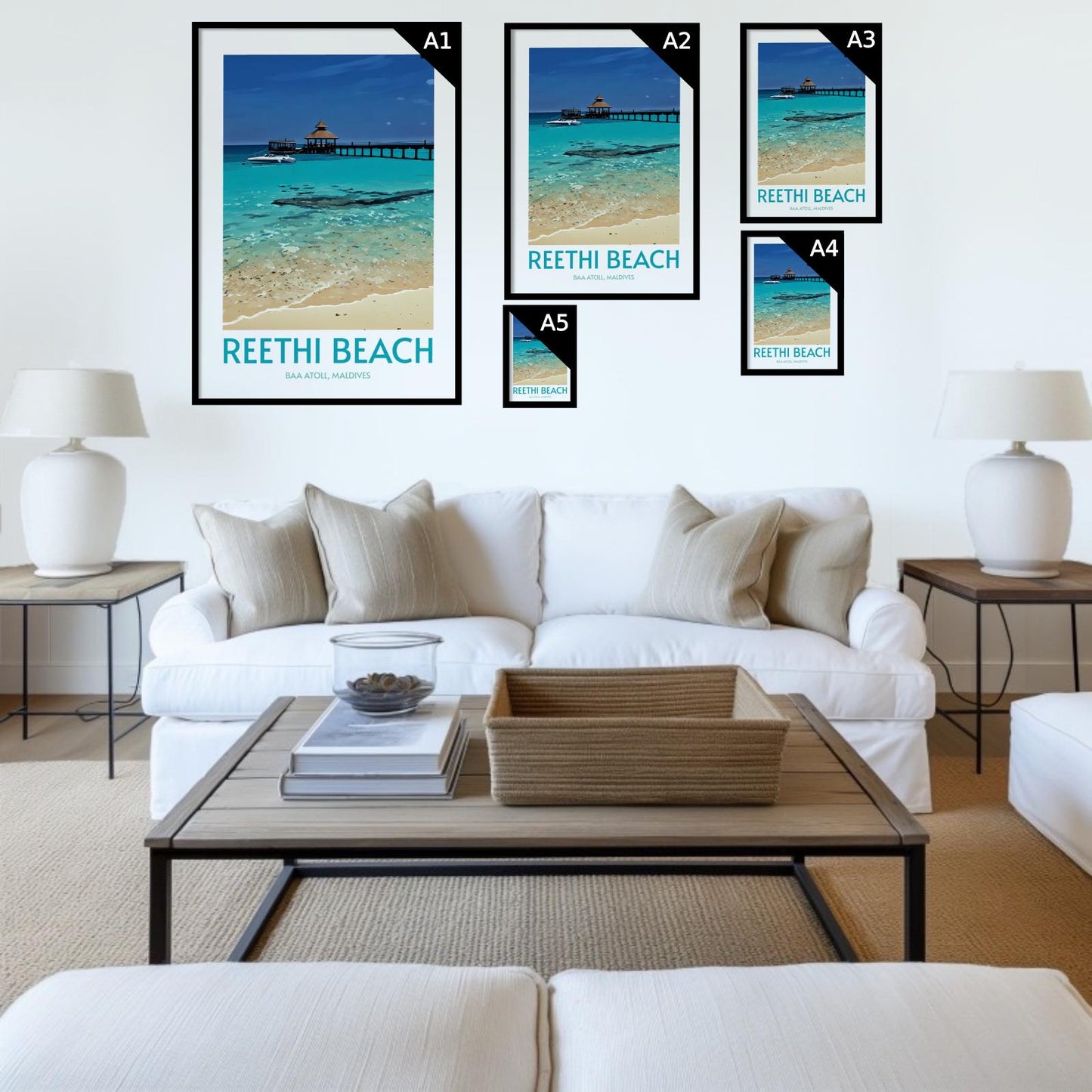 Reethi Beach Maldives Island Poster Print Wall Art