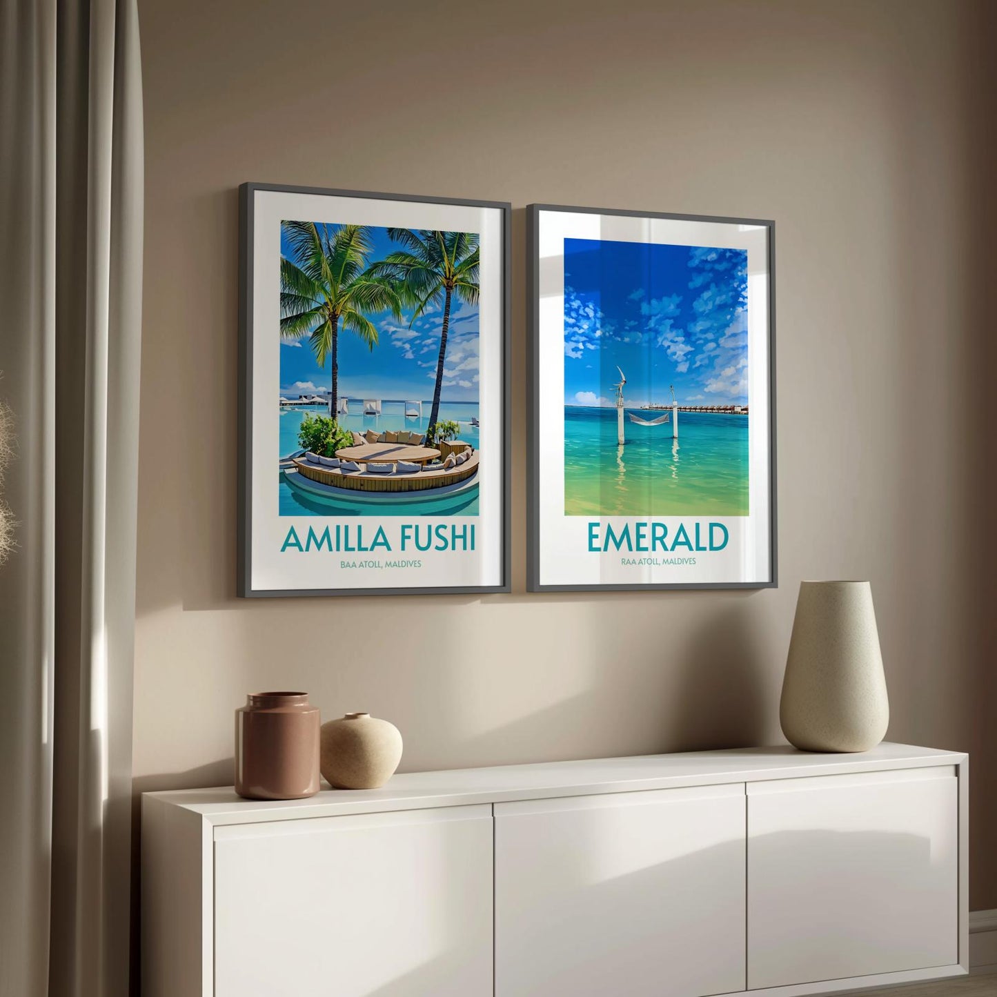Emerald Maldives Island Poster Print Wall Art
