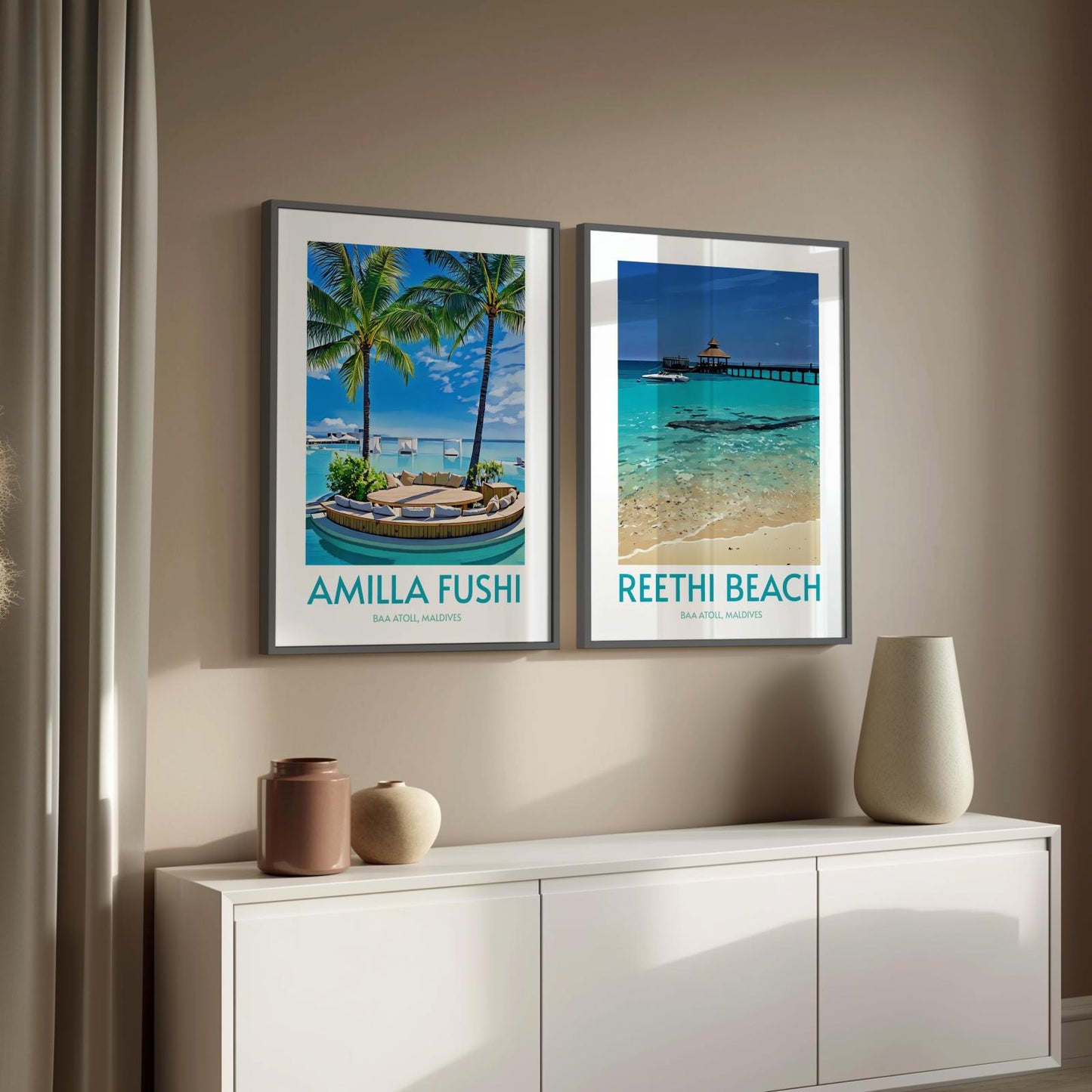 Reethi Beach Maldives Island Poster Print Wall Art