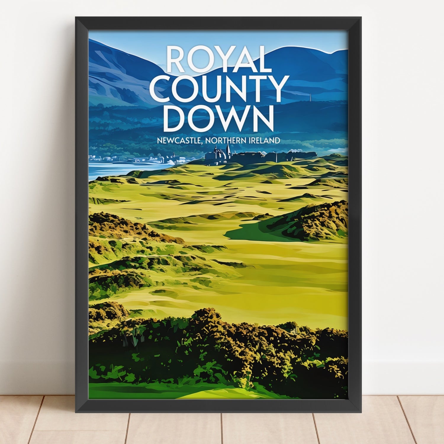 Framed poster of Royal County Down golf course in Newcastle, Northern Ireland