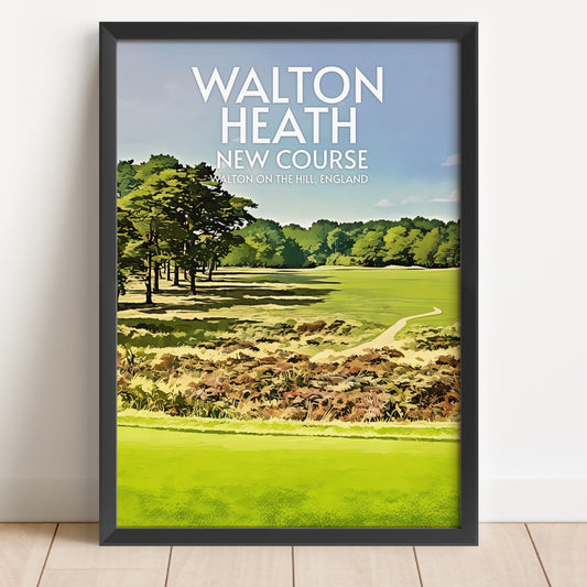 Framed poster of Walton Heath golf course with green grass and trees.